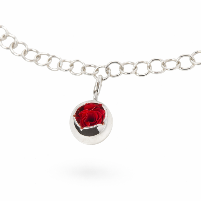 Bracciale a maglia Moon in argento con rosa naturale