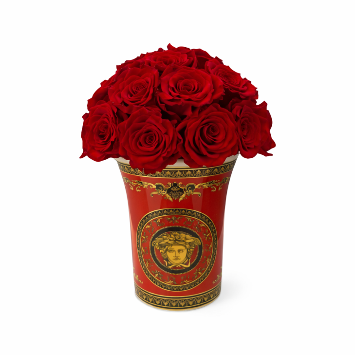 Vaso Medusa 01 - Versace Home - ceramica rossa e oro con rose color rosso