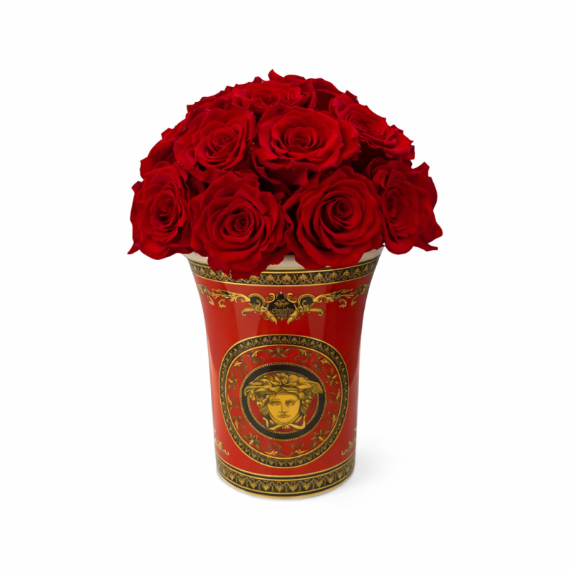 Vaso Medusa 01 - Versace Home - ceramica rossa e oro con rose color rosso