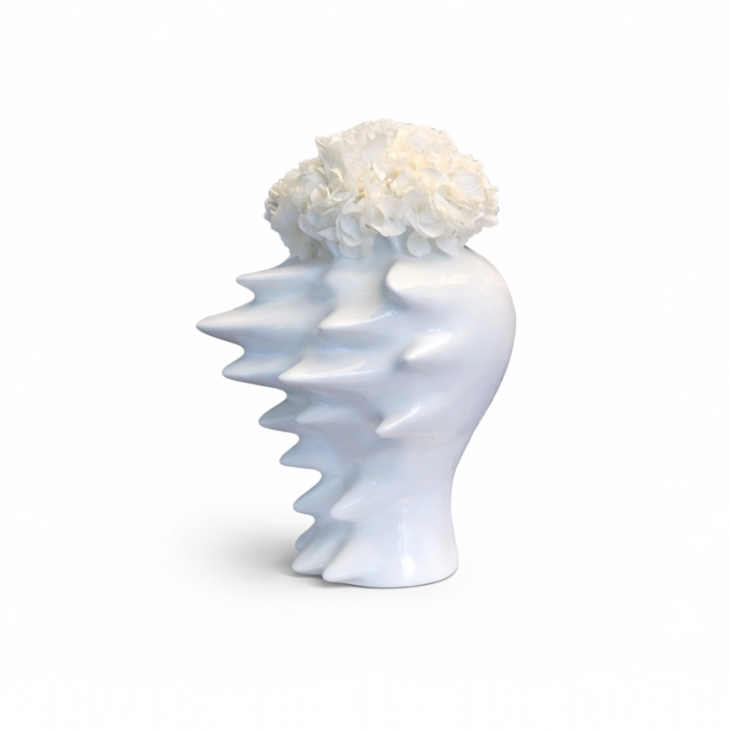 Fast 03 - Vaso Rosenthal ceramica bianca con fiori color bianco