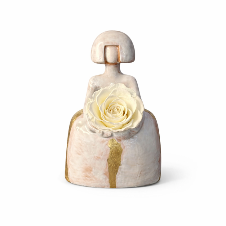 Meninas Bianca Foglia Oro in ceramica firmata e numerata