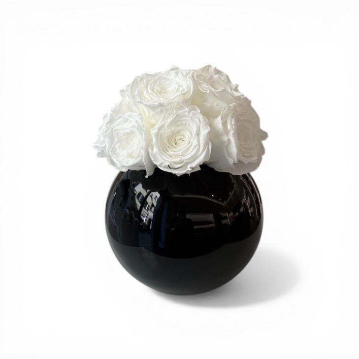Sfera Nera - Modern - Boule vetro nero con rose bianche