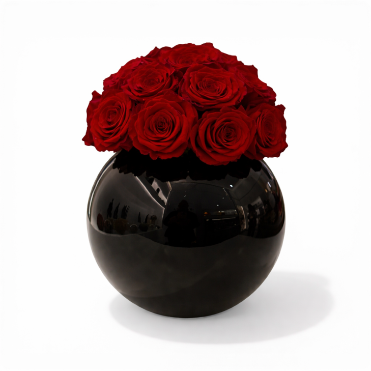 Sfera Nera - Modern - Boule vetro nero con rose rosse