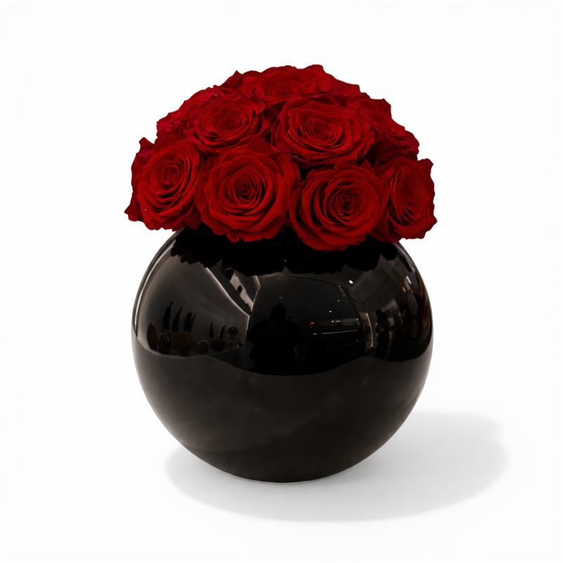 Sfera Nera - Modern - Boule vetro nero con rose rosse