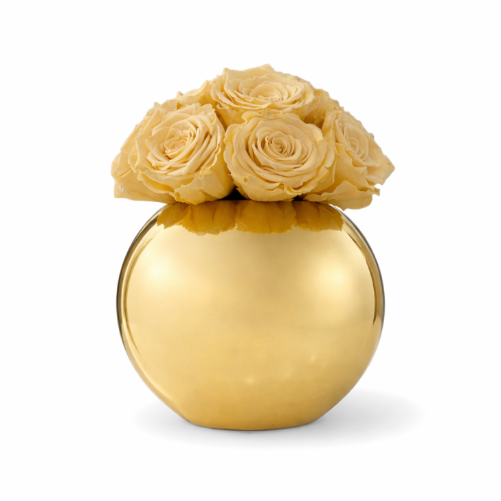 Sfera Oro - Modern - Boule vetro color oro con rose color crema