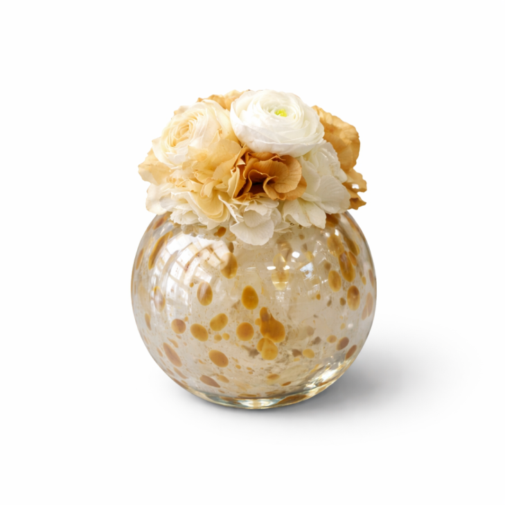 Fiori su Giove - Complemento d'arredo in vetro con fiori color crema e bianco