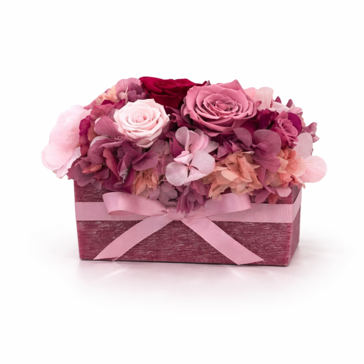 Rettangolo Cera Profumata Bordeaux con fiori color bordeaux, rosa e bianco