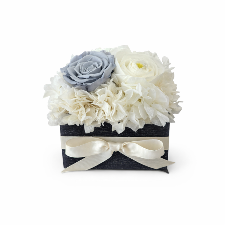 Quadro Temptation Cera Profumata Grigia con fiori color grigio e bianco