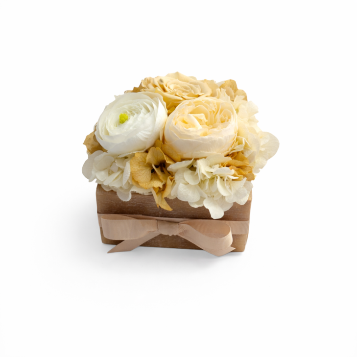 Quadro Temptation Cera Profumata Miele con fiori color bianco e crema