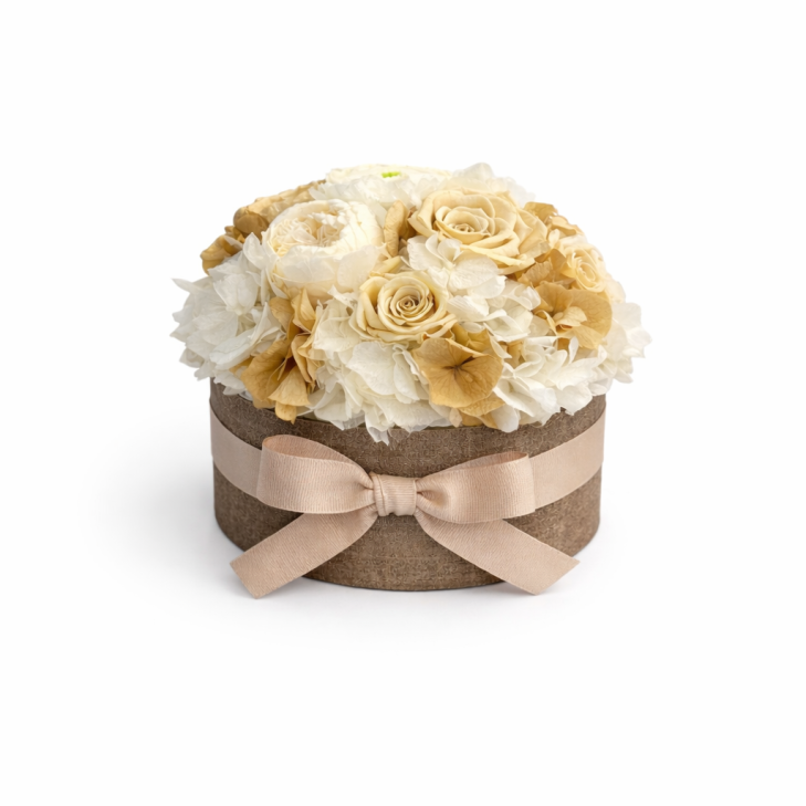 Tondo Temptation Cera Profumata Miele con fiori color crema e bianco