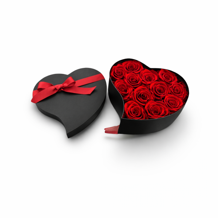 Heart Box - 12 rose naturali stabilizzate color rosso