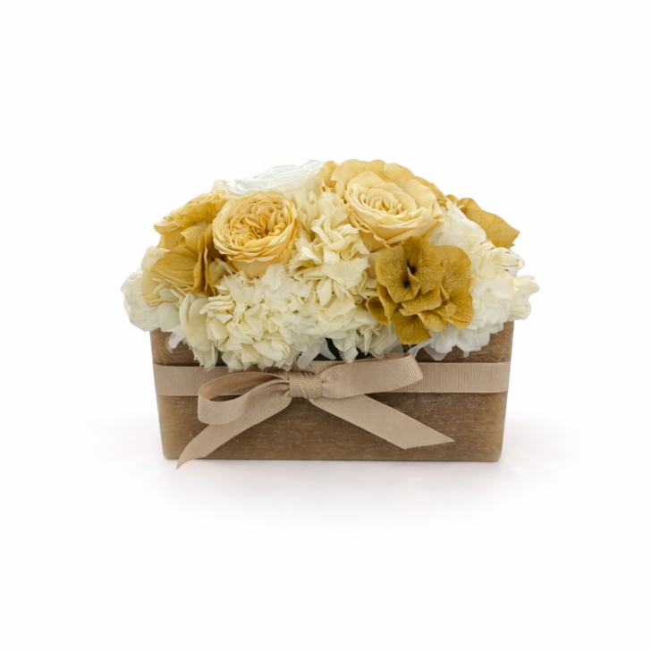 Rettangolo Cera Profumata Miele con fiori color crema e bianco