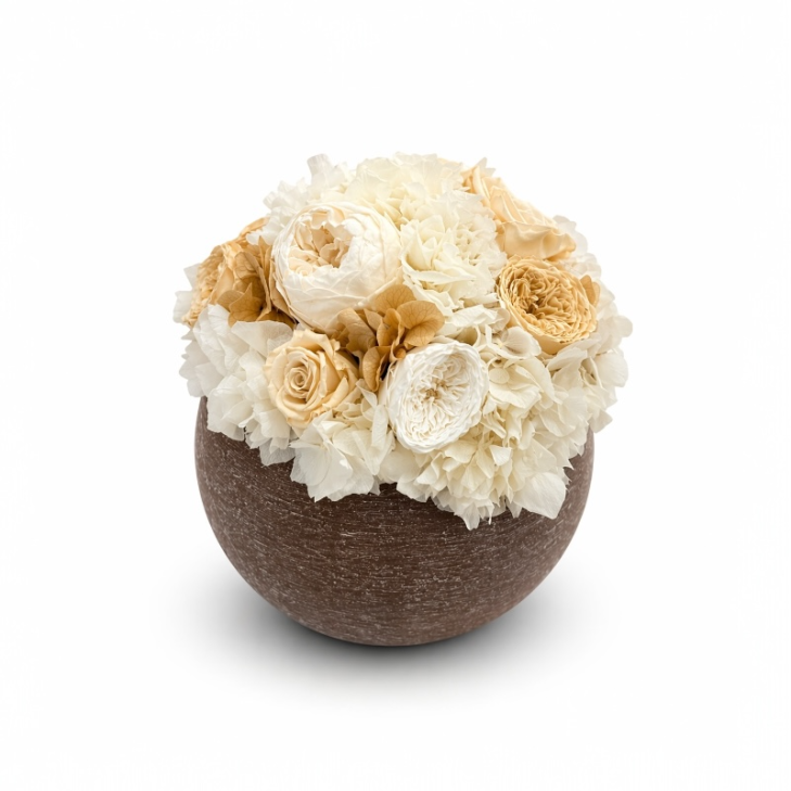 Boule Cera Profumata Miele con fiori color crema e bianco
