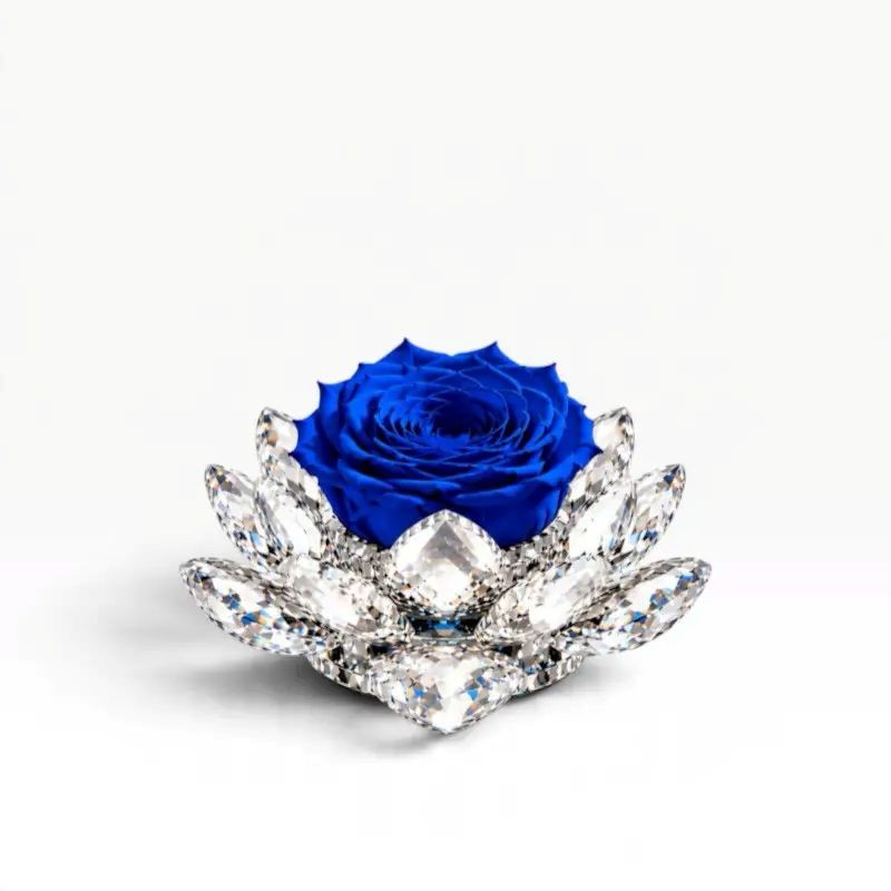White Lotus - Cristallo lucido con rosa color blu